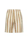 Fendi Printed Silk Bermuda Shorts In Brown
