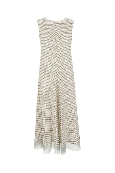Fendi Printed Silk Dress In White Black