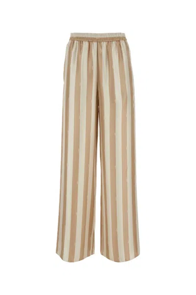 Fendi Printed Silk Palazzo Pants In Neutral