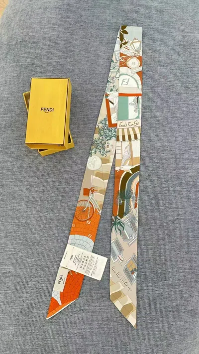 Fendi Printed Silk Scarf In Multicolor