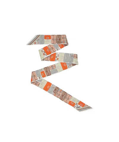 Fendi Printed Silk Scarf In Nude