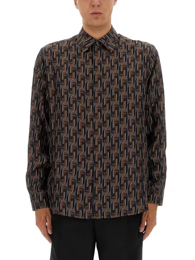 Fendi Nity Print Silk Long-sleeved Shirt In Multi