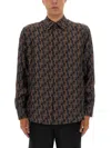 Fendi Nity Print Silk Long-sleeved Shirt In Brown
