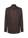 Fendi Nity Print Silk Long-sleeved Shirt In Brown
