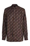 Fendi Nity Print Silk Long-sleeved Shirt In Brown