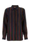 Fendi Striped Silk Shirt In Cocoanavy