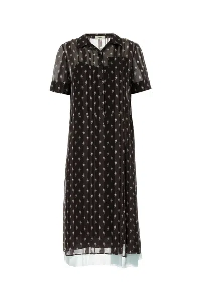 Fendi Printed Silk Shirt Dress In Multicolor