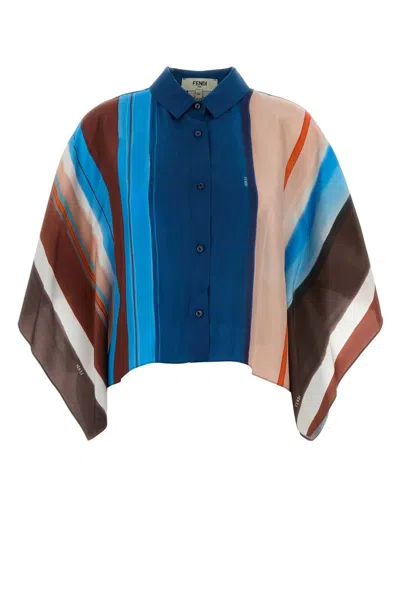 Fendi Printed Silk Shirt In Stripped