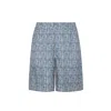 Fendi Short Trousers In Blue Ff Silk In Blue