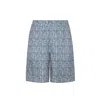 Fendi Short Trousers In Blue Ff Silk In Blue