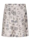 Fendi Printed Silk Shorts In White