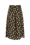 Fendi Olive Green Printed Silk Skirt