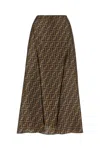 Fendi High Waisted Skirt In Twill Print Ff Clothing In Brown
