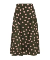 Fendi Olive Green Printed Silk Skirt In Black