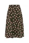 Fendi Olive Green Printed Silk Skirt In Darkgreenzephir