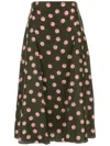 Fendi Olive Green Printed Silk Skirt In Green