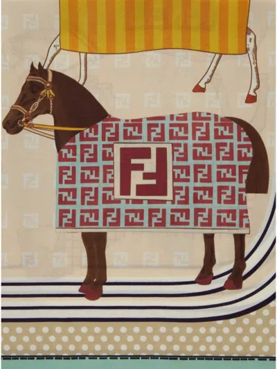 Fendi Printed Silk-blend Scarf For Girls In Multi