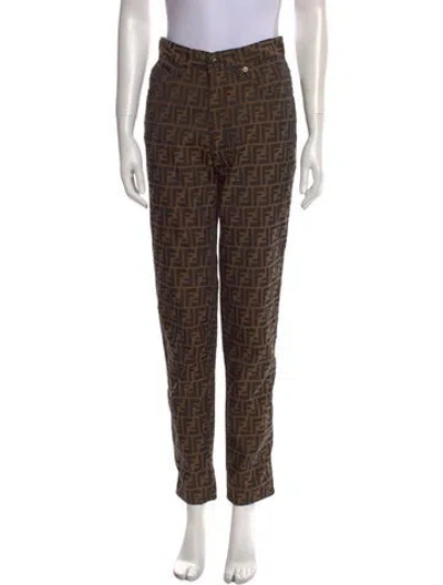 Pre-owned Fendi Printed Skinny Leg Pants In Brown