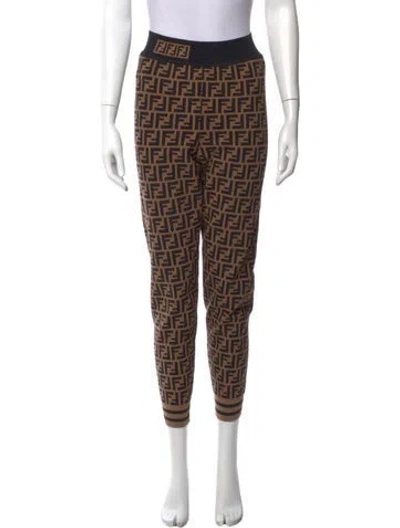 Pre-owned Fendi Printed Skinny Leg Pants In Brown