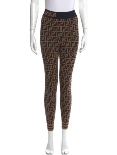 Pre-owned Fendi Printed Skinny Leg Pants In Neutral