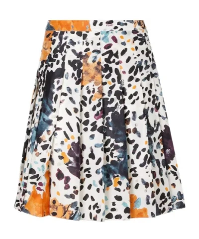 Fendi Pleated-print Skirt In Brown