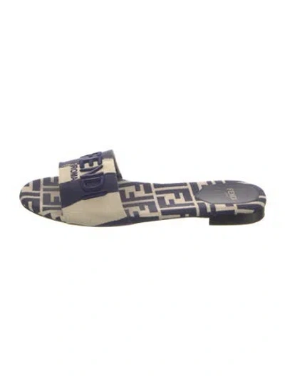 Pre-owned Fendi Printed Slides In Blue