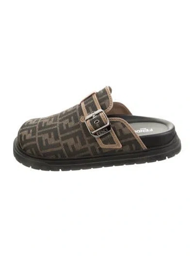 Pre-owned Fendi Printed Slippers In Green