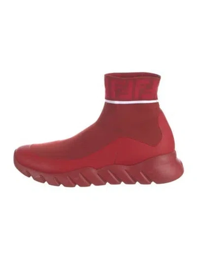 Pre-owned Fendi Printed Sock Sneakers In Red