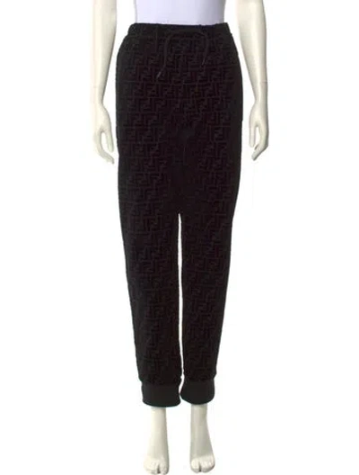 Pre-owned Fendi Printed Straight Leg Pants In Black