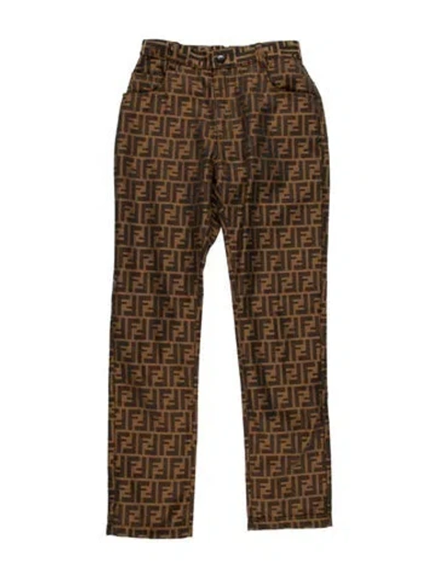 Pre-owned Fendi Printed Straight Leg Pants In Brown