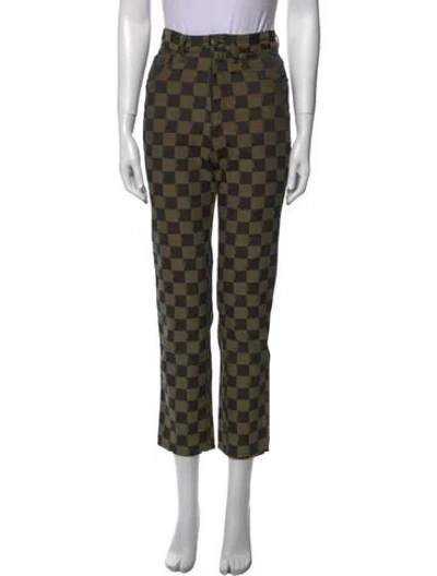 Pre-owned Fendi Printed Straight Leg Pants In Green