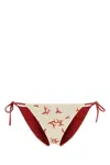 Fendi Bird Print Low-rise Tie-side Bikini Bottom In Neutral