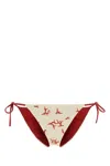 Fendi Bird Print Low-rise Tie-side Bikini Bottom In Nude