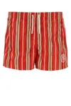 Fendi Striped Swim Shorts Elastic Waistband In Red