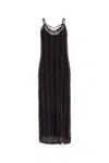 Fendi Sheer Overlay Midi Length Slip Dress In Cocoanavy