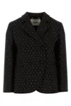 Fendi Stretch Wool Blazer Polka Dot Design In Brown