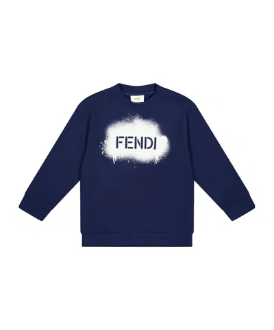 Fendi Kids' Printed Sweatshirt In Blue