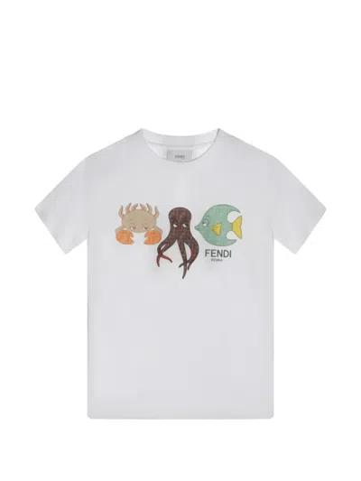 Fendi Kids' Printed T-shirt In White