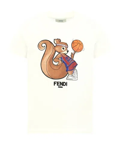 Fendi Printed T-shirts In Neutral