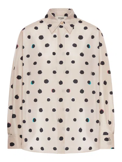 Fendi Printed Taffeta Shirt In Neutral