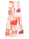 Fendi Patchwork Print Silk Trousers Multicolor In Multi