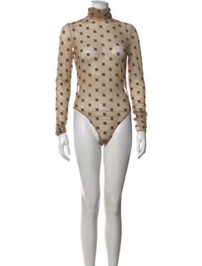 Pre-owned Fendi Printed Turtleneck Bodysuit In Neutrals