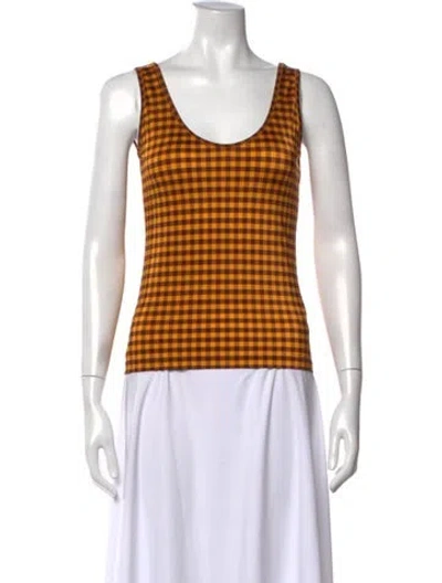 Pre-owned Fendi Printed V-neck Top W/ Tags In Yellow