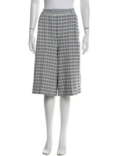 Pre-owned Fendi Printed Wide Leg Pants In White