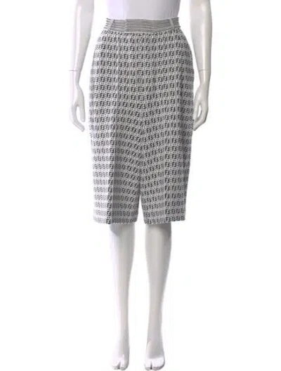 Pre-owned Fendi Printed Wide Leg Pants In White