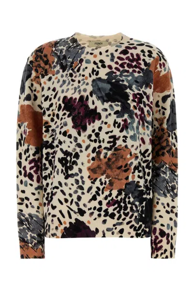 FENDI PRINTED WOOL BLEND SWEATER