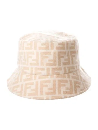 Pre-owned Fendi Printed Wool Bucket Hat In Neutral