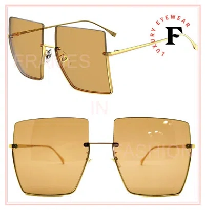 Pre-owned Fendi Promeneye 0401 Yellow Gold Retro Oversized Triangle Sunglasses Ff0401s