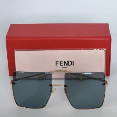 Pre-owned Fendi ? Promeneye Ff0401s 000ku Green/gold Retro Oversized Sunglasses