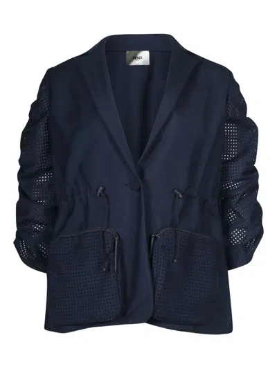 Pre-owned Fendi Puff-sleeve Drawstring Jacket In Blue